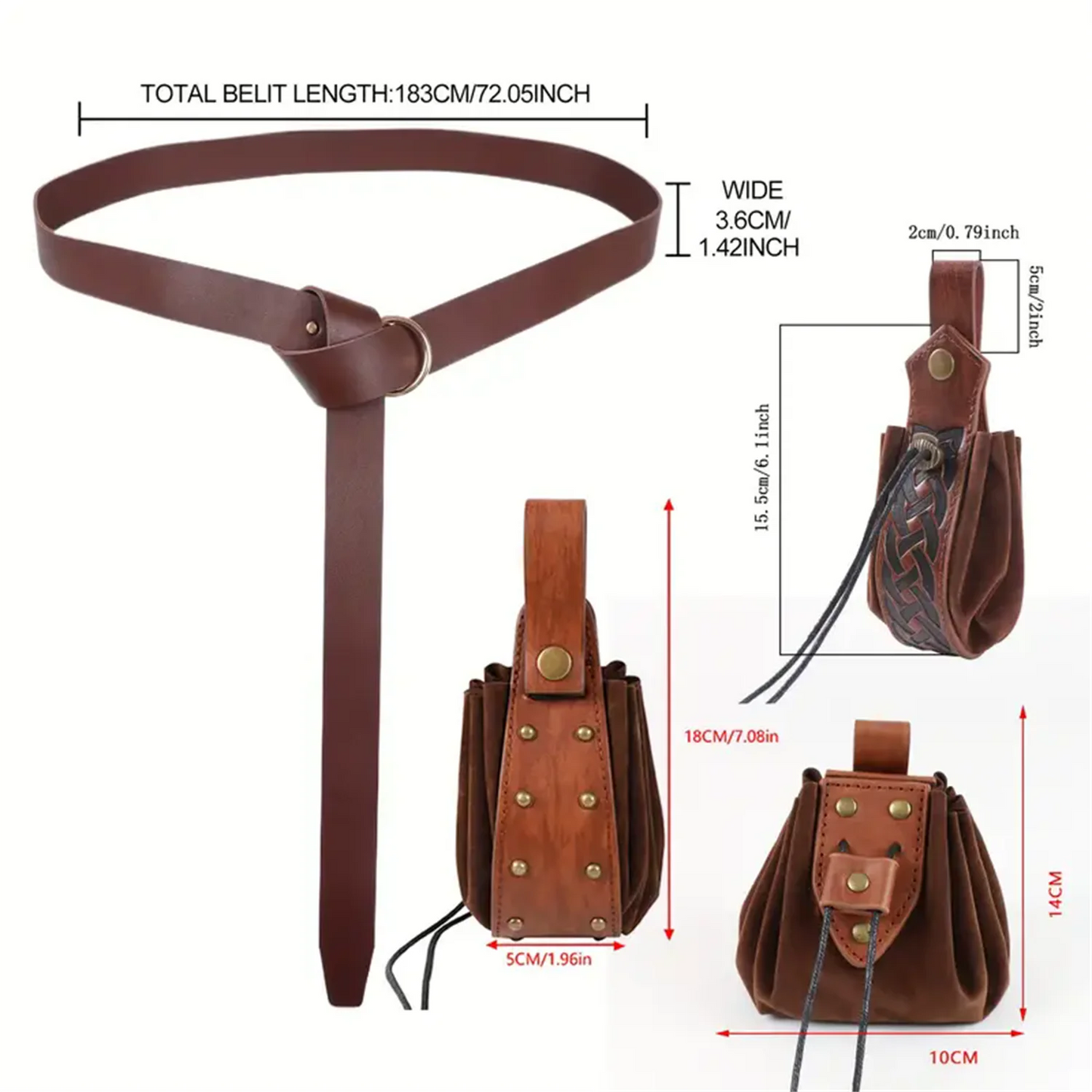 Medieval Retro Waist Bag Viking Style Hanging Belt Coin Purse Knight Fanny Pack Portable Men Women Money Pouch