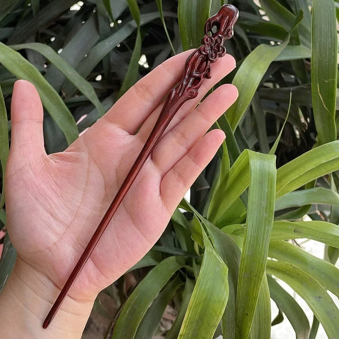 Chinese Retro Style Peach Wood Handmade Carved Hairpin Hollow Out Hair Stick Hairpin Women Hair Styling Tools Hair Accessories