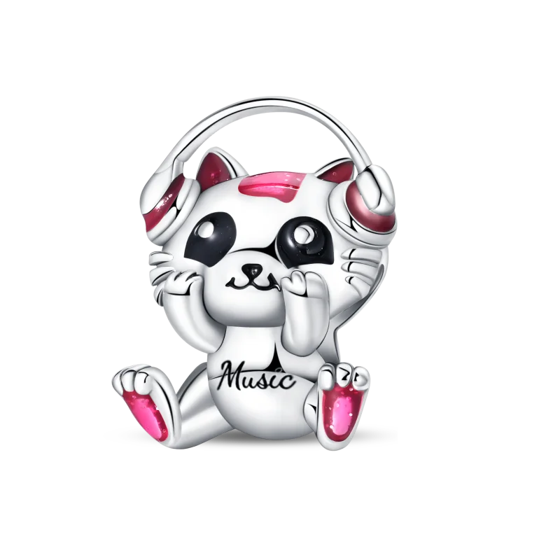 Fit Pandora Original Bracelet 925 Sterling Silver Cute Cat and Puppy Series  Charm