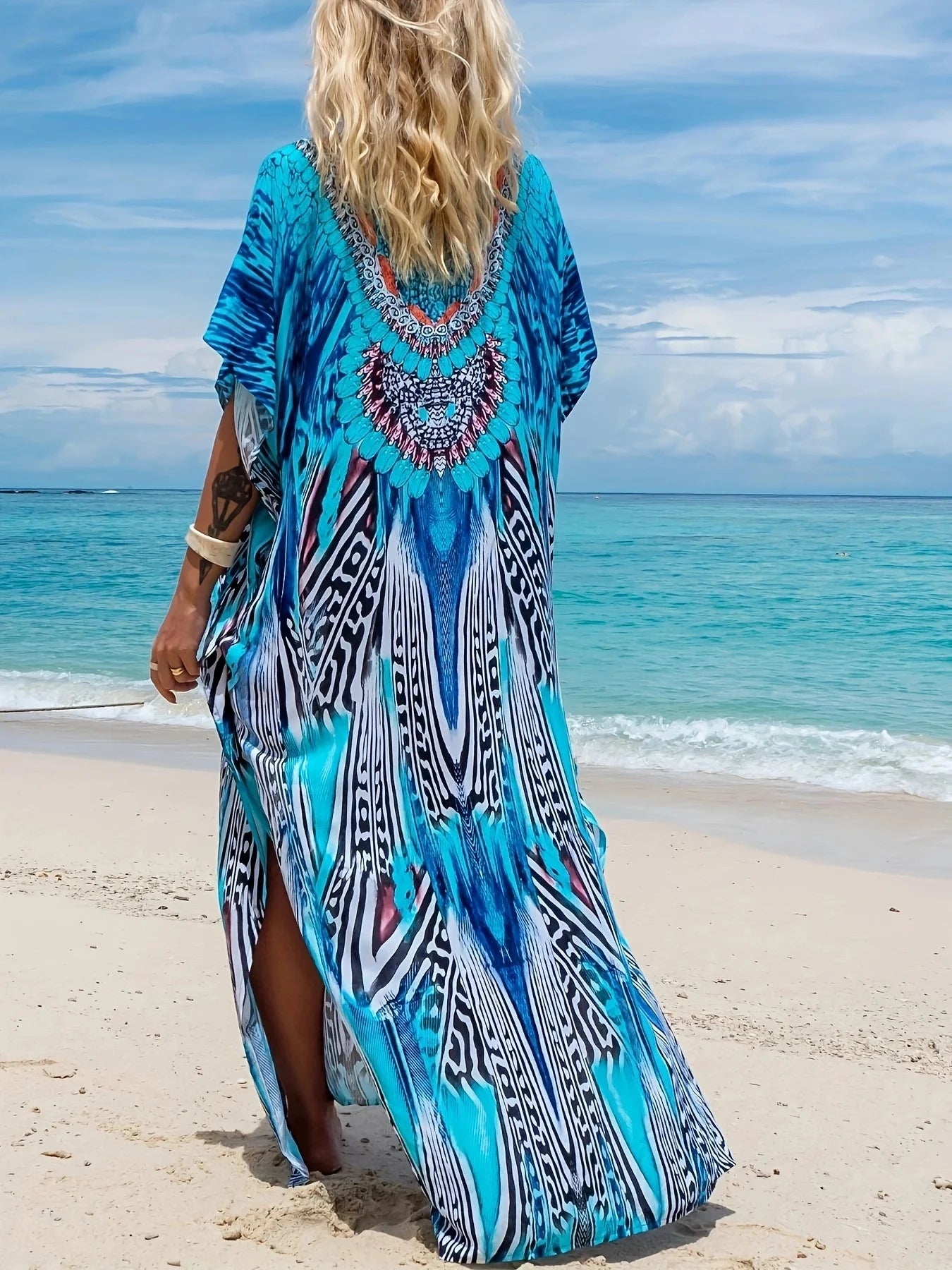Fantasy Batik Tie Dye Dress Rayon Long Maxi Dress Bali Beach Cover Ups Kaftan