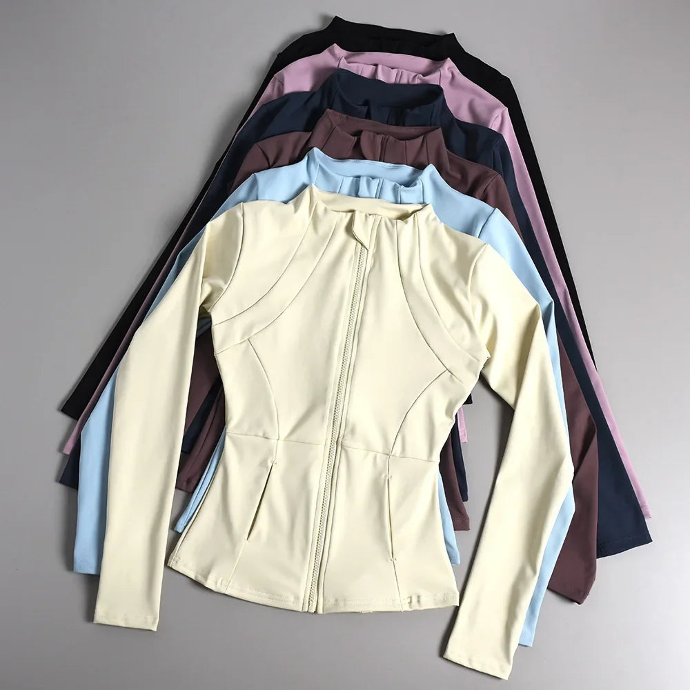 Sports Jacket Women's Shirt Yoga Slim Long Sleeve Fast Running Thin Pilates Fitness Suit Top Clothing