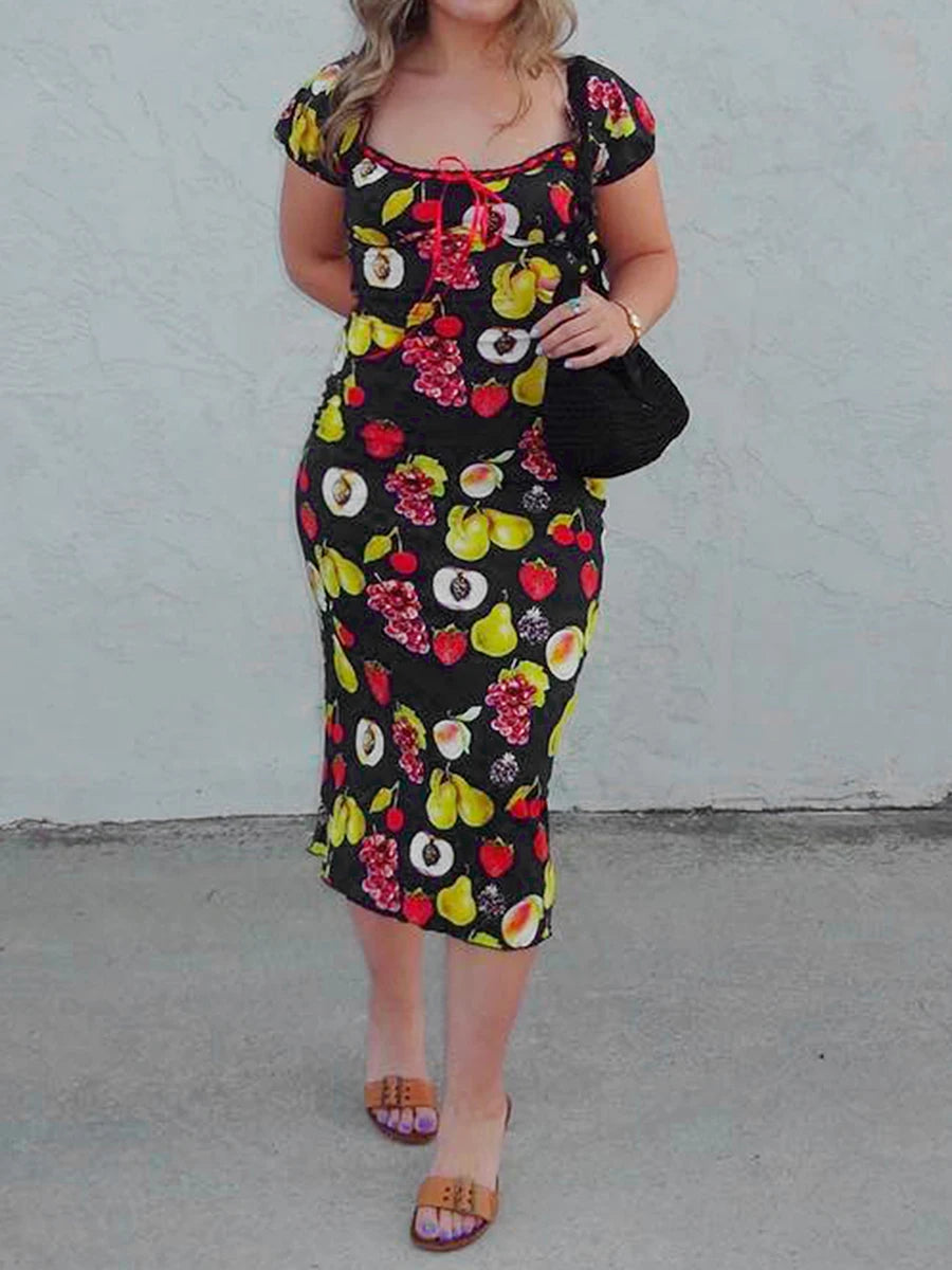 Floral Print Midi  Sleeveless V-Neck Tie-Waist Boho Summer Dress