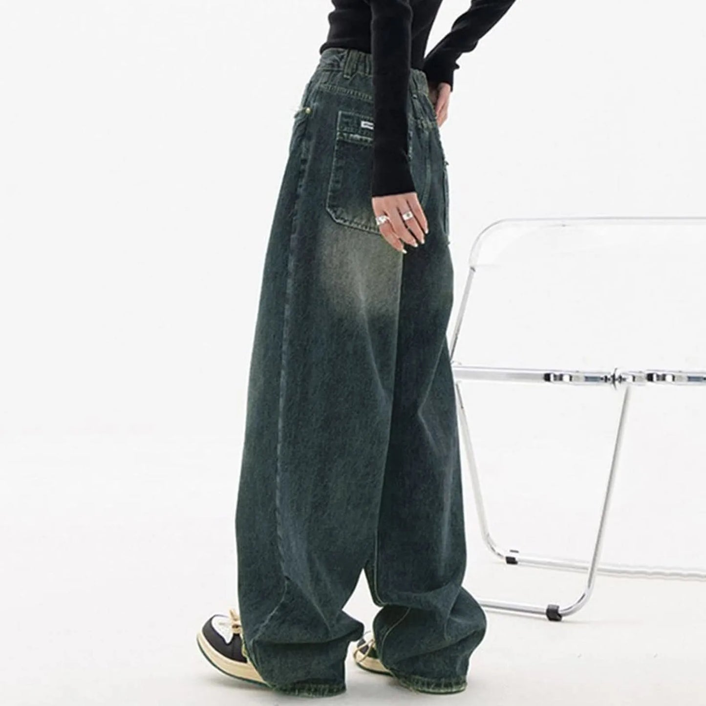Streetwear Fashion Vintage Denim Jeans Women Baggy Jeans Trousers With High Waist Loose Straight Leisure Trousers