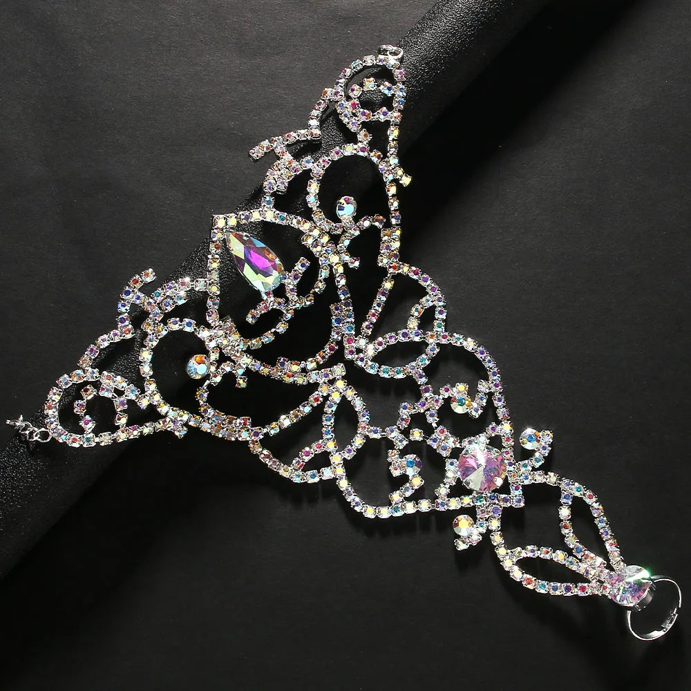 Colorful Hollow Belly Dance Anklet Chain  Water Drop Crystal Anklet