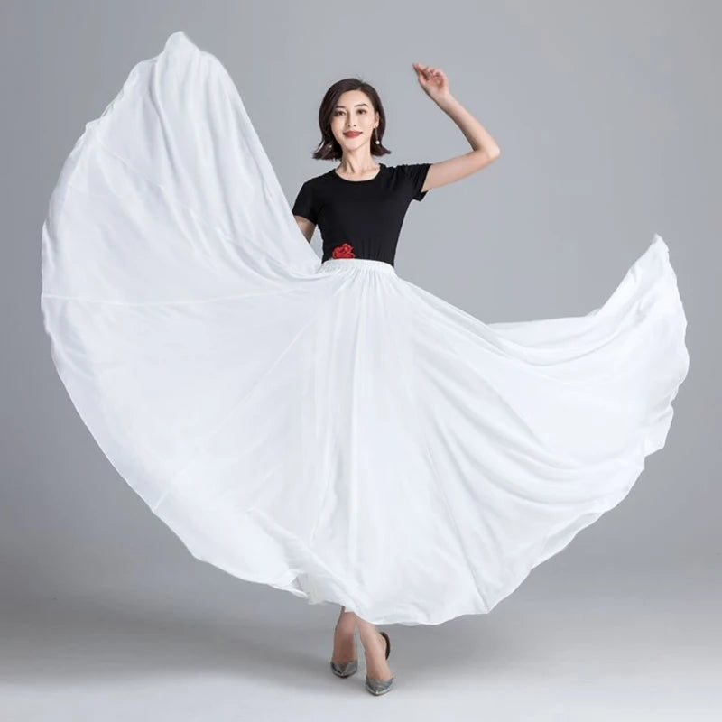 Pleated High Waist Chiffon Long Skirt