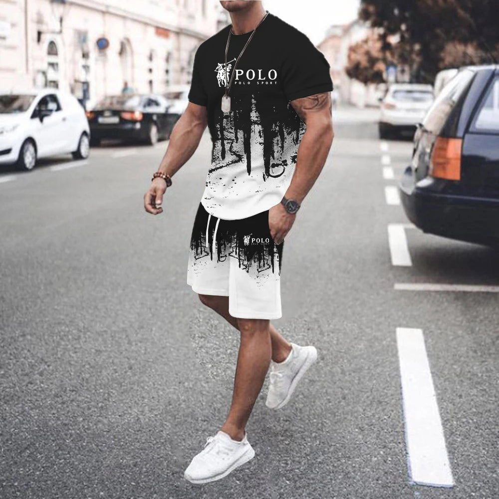 Summer Men's Casual Suit Street Fashion Loose and Comfortable T-Shirt Outdoor Sports Running Shorts Novel