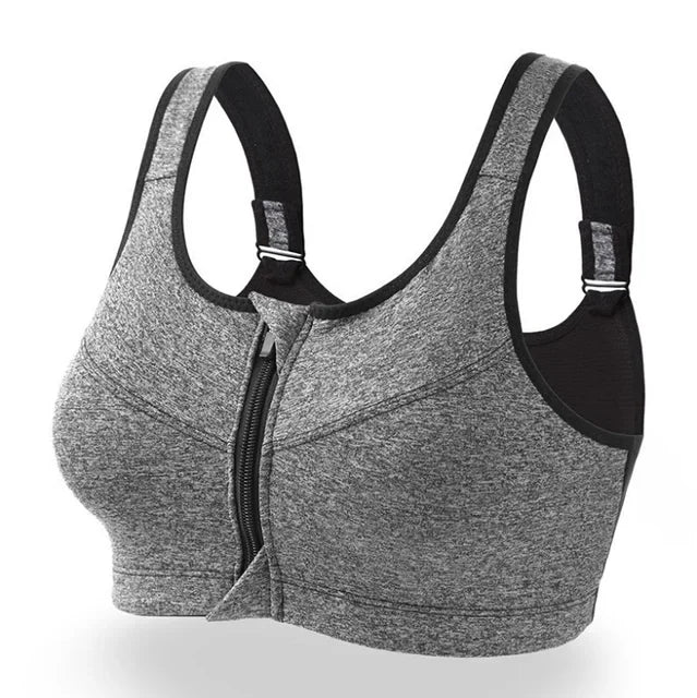 Sports Top Yoga Bra Shockproof Gym  Front Zipper  Push Up