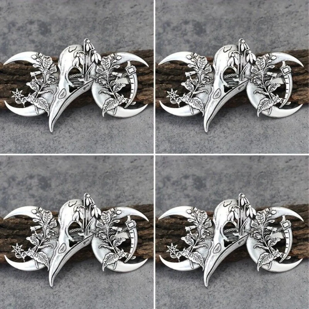 4PCS Witch Viking Norse celtic raven skull Barrette Gothic Hair Accessory