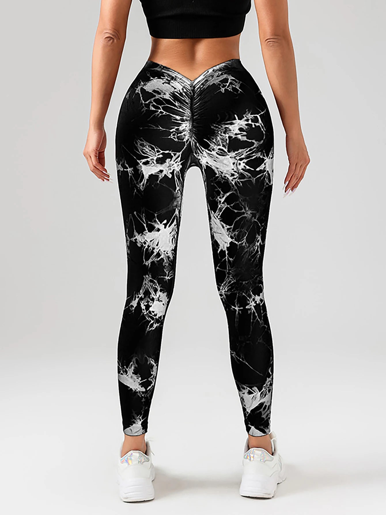 Spandex Tie Dye Scrunch Butt Lifting V Back Leggings Buttery Soft High Waist Yoga Pants