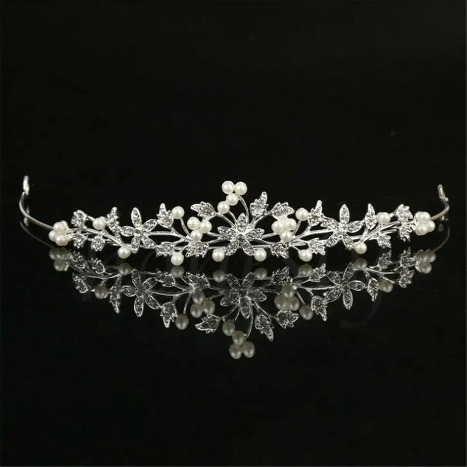 Pearl Crown Headband Diamond Hair Accessories Alloy Rhinestone Princess Headband Bridal Headpieces