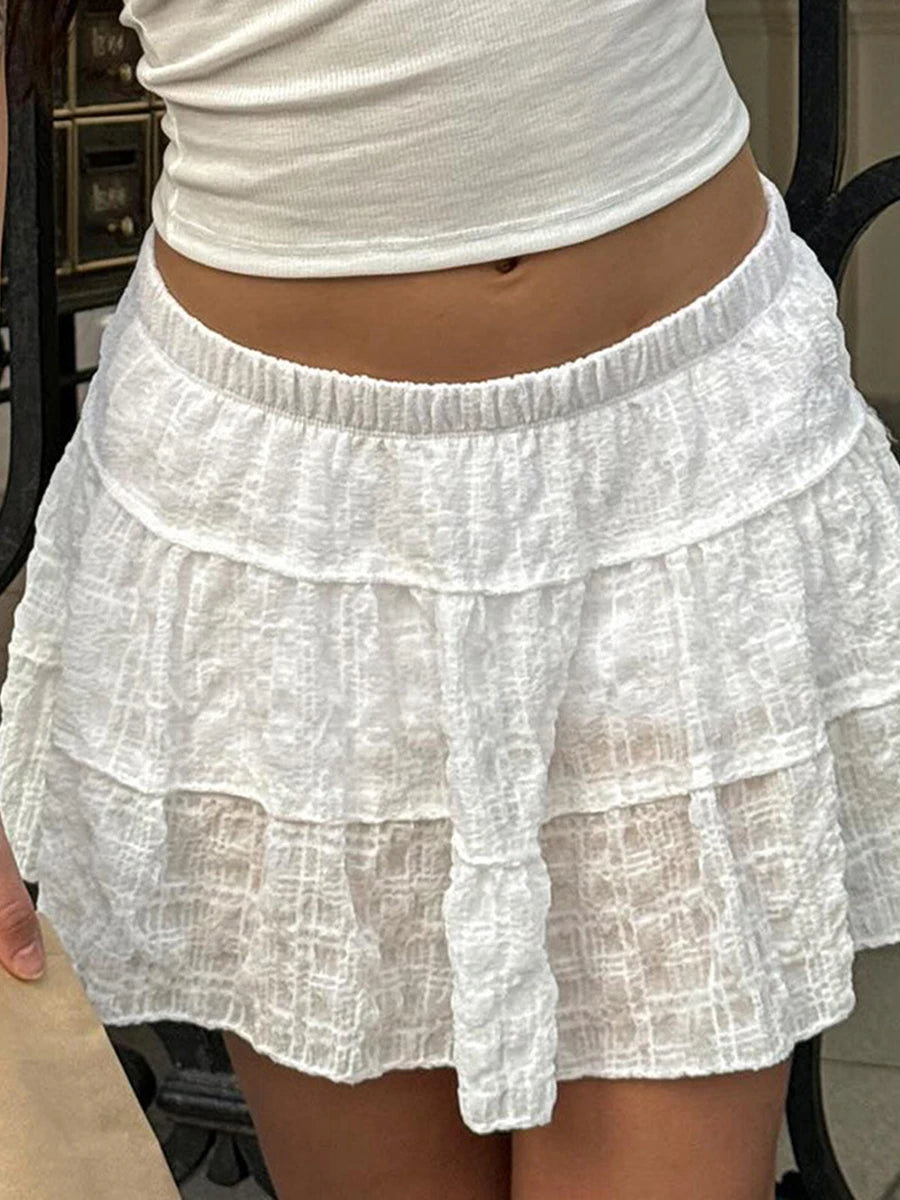 Casual Floral Print High Waist A-Line Skirt with Built-in Shorts for Summer Beach Vacation Outfits