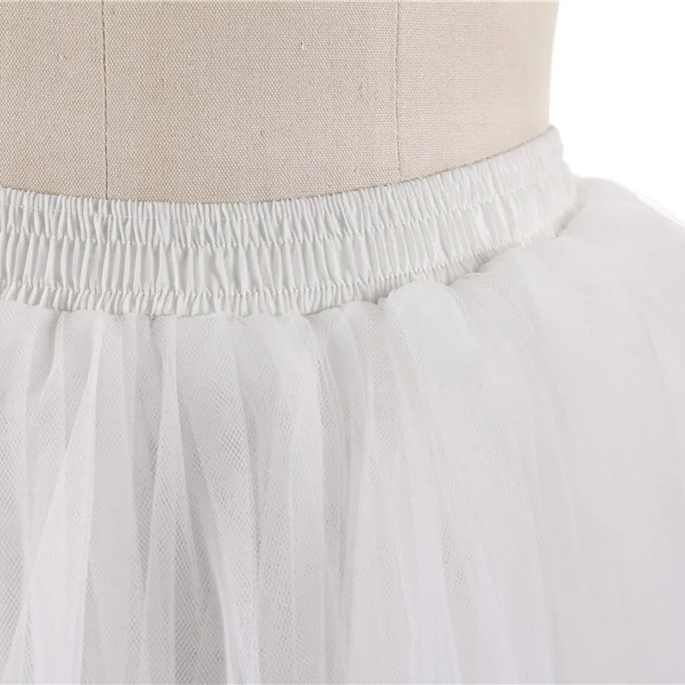 Women Skirt Solid Color High Waist Princess Petti-skirt Big Swing Mesh Fluffy Skirts