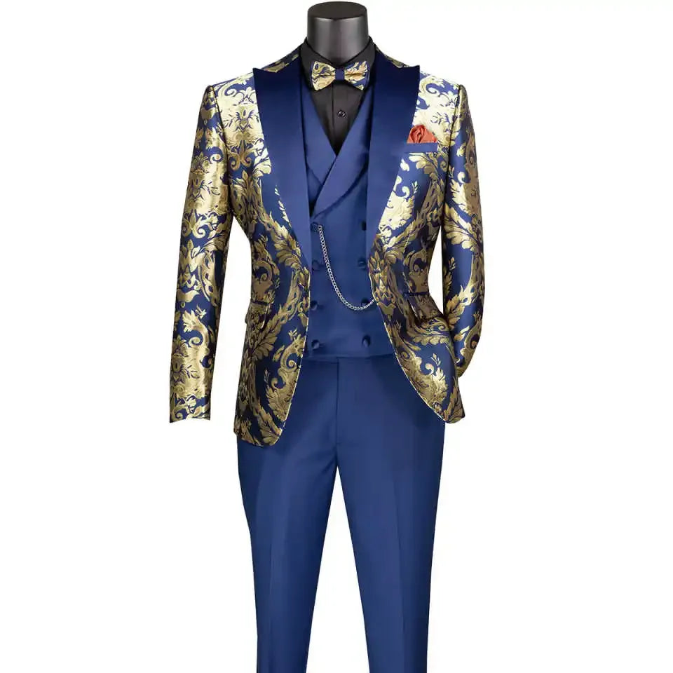 Latest Designs Men's Suits Shawl Lapel Groom Tuxedos Slim Fit Terno Prom Party 3 Pieces Set