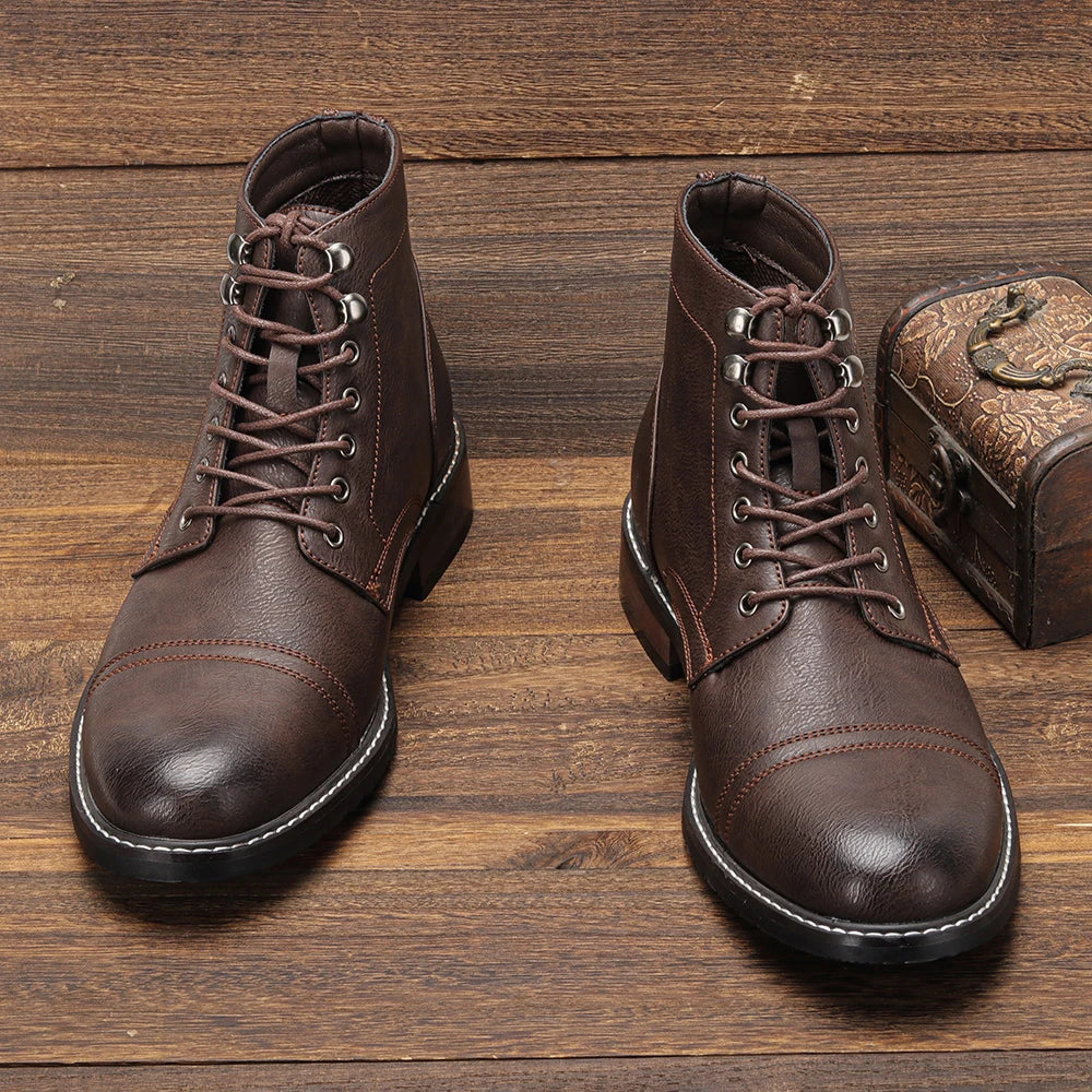 Vintage Men Boots Classic PU Leather Ankle Boots For Men
