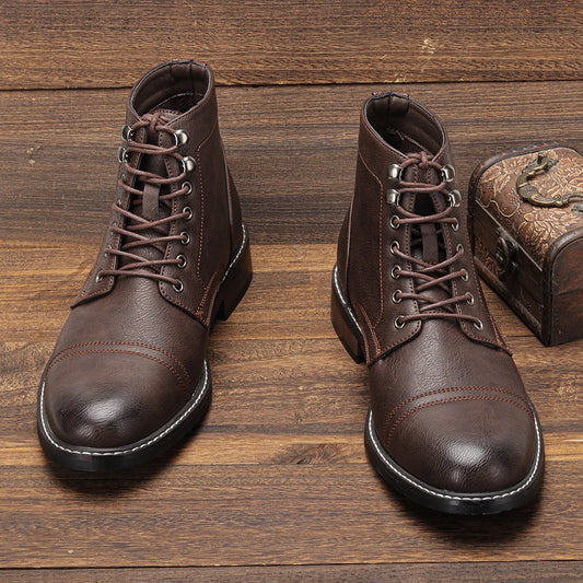 Vintage Men Boots Classic PU Leather Ankle Boots For Men