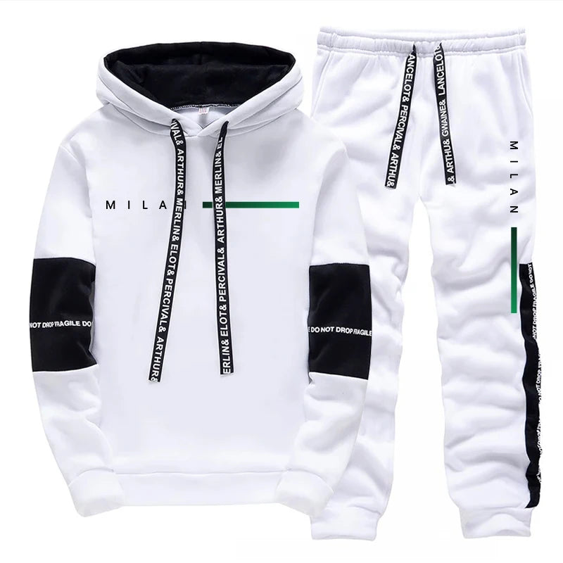 2025 New Arrival Man Sportswear 2pcs Set Hooded Sweatshirt Jogger Pants High Quality Male Home Outdoor Casual Sport Jogging Suit