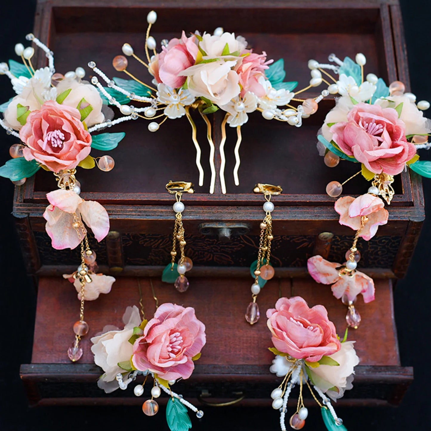 Hair Accessories & Earrings Set Hair Clip Hairpins Hair comb Bridal Headdress Retro Hair Accessories Headwear Gift Earrings
