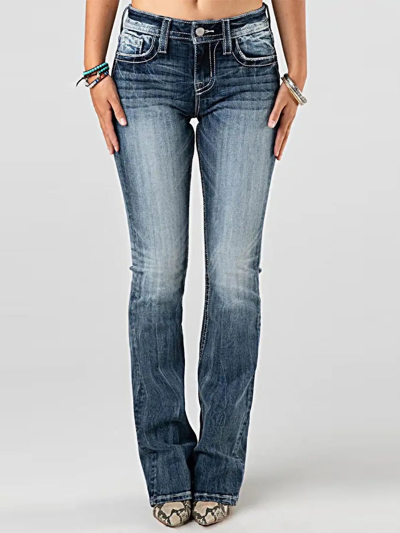 Women's Denim flared pants European and American style casual jeans suitable for daily travel