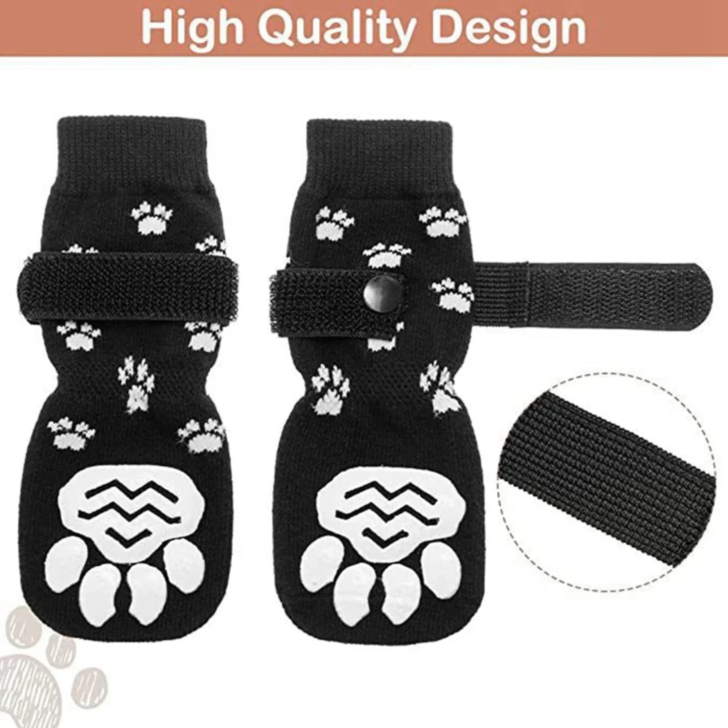 4Pcs Winter Warm Dog Socks Adjustable Anti Slip Skid Pet Shoes Socks Soft Breathable Paw Protector  Small Puppy Dogs