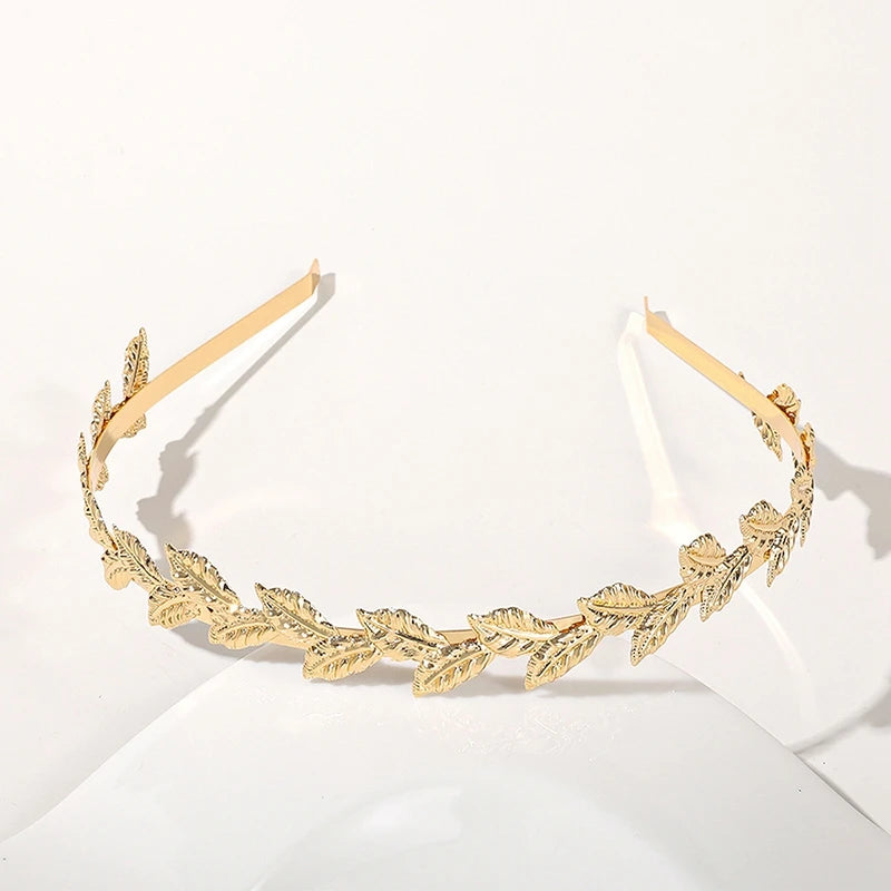 Gold Color Leaf Headband Headpiece Crown Tiara Headdress Goddess Greek Head Jewelry