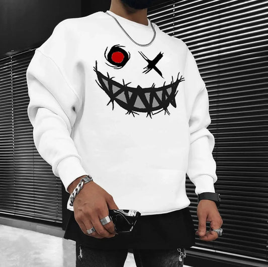 Heavyweight Retro  English Letters  Cotton High Quality Printed Round Neck Sweater