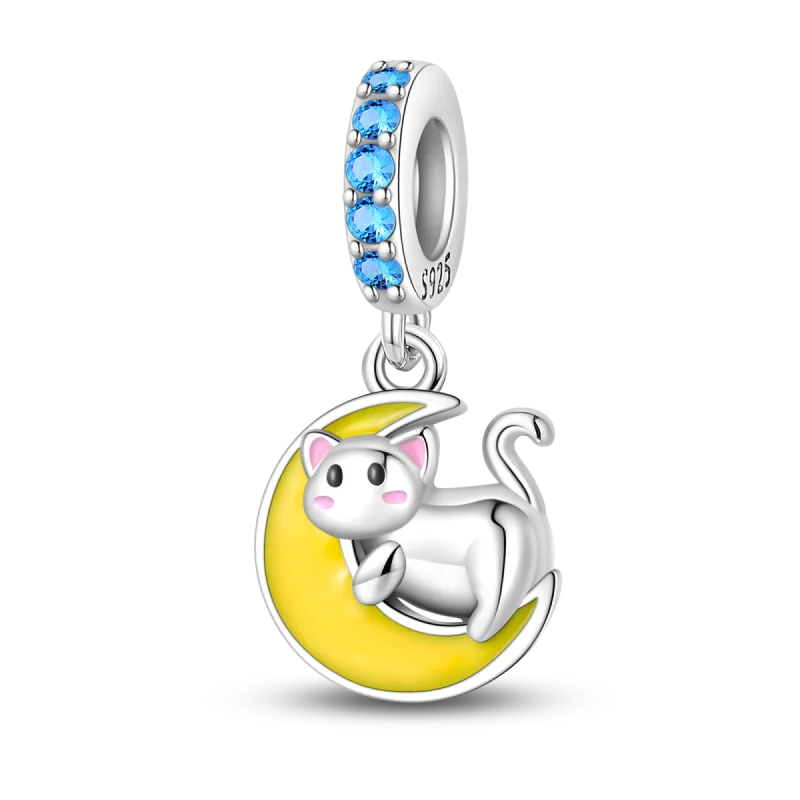 Fit Pandora Original Bracelet 925 Sterling Silver Cute Cat and Puppy Series  Charm
