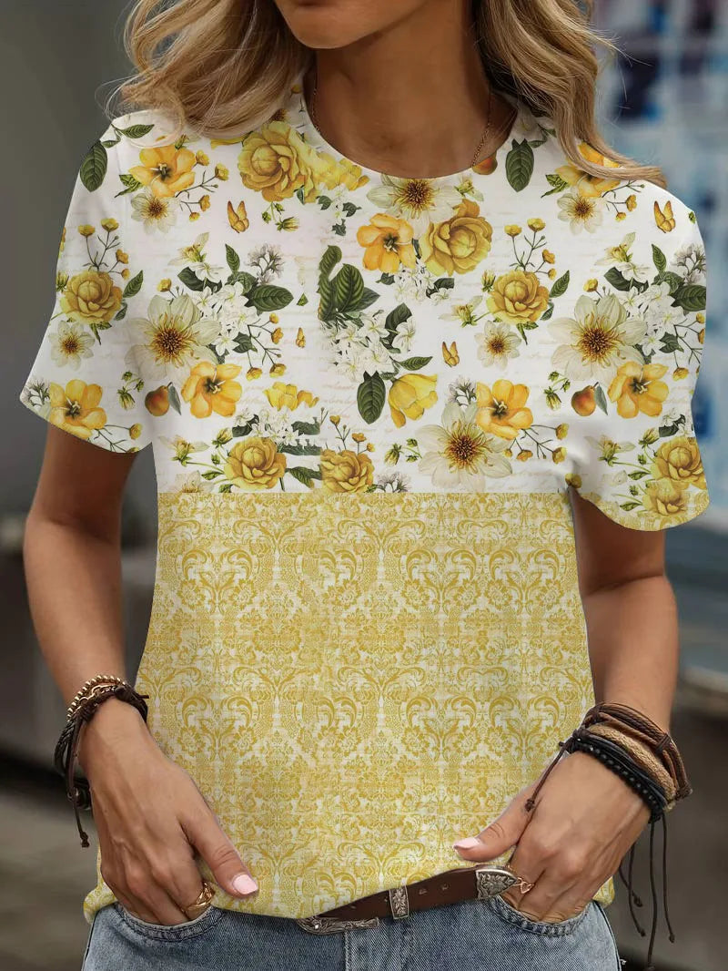 Print Tees Casual Street Tops Woman Clothing Short Sleeve Women's T-Shirt Chic