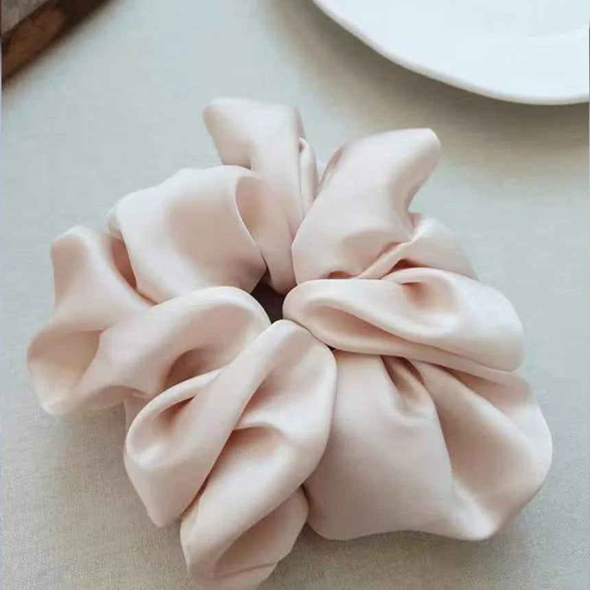 Fashion Oversized Silk Scrunchies for Women Chiffon Elastic Hair Ties Ponytail Holder Headwear