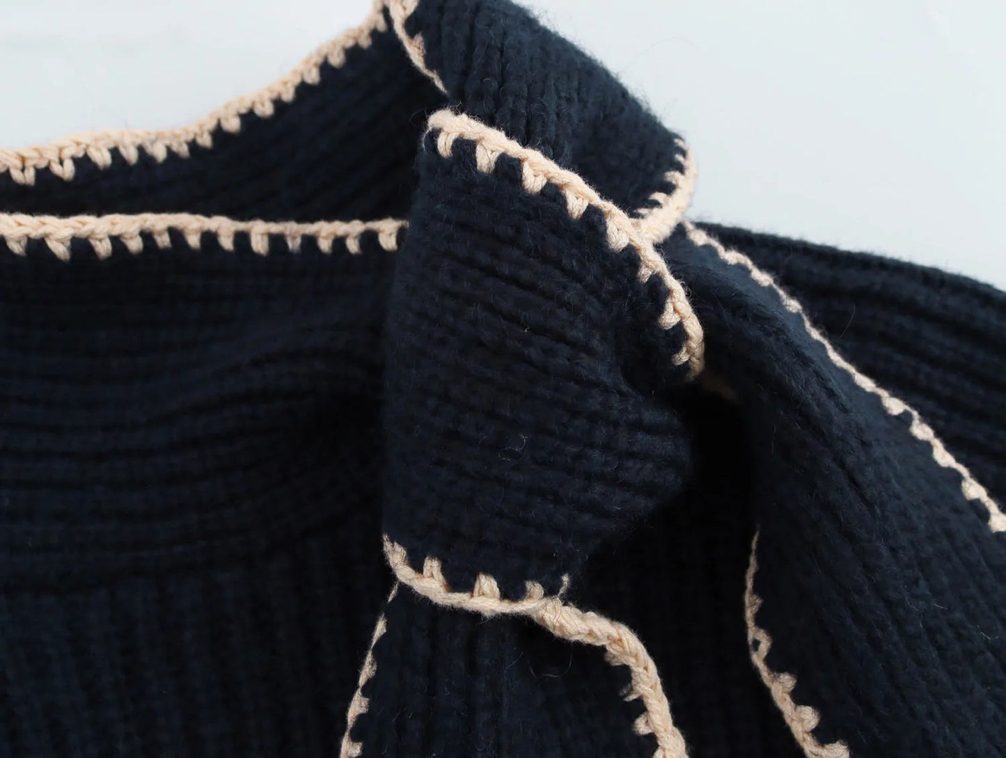 Winter Clothes Women Pullovers Sweet Bow Decoration Color Matching Long Sleeve Sweater