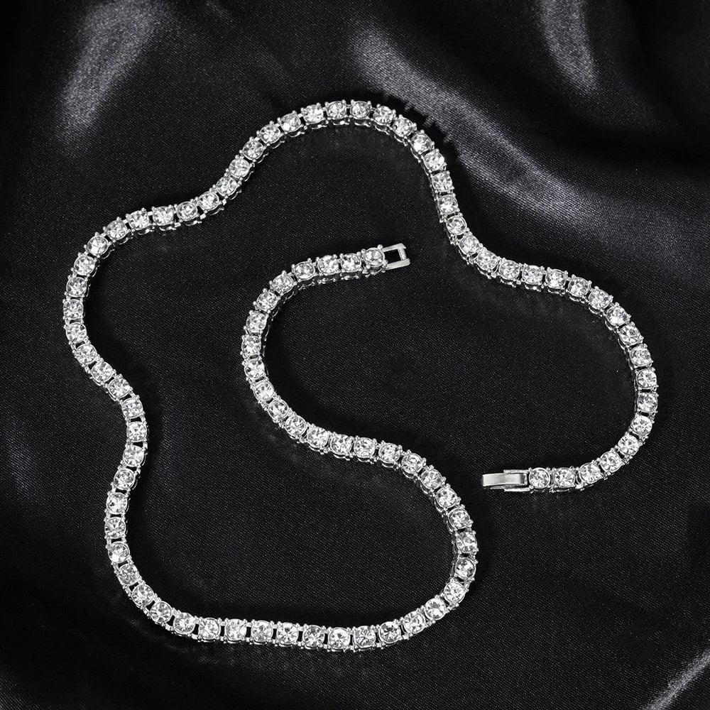 Classical 4MM Tennis Chain Iced Out Bracelet or Necklace Men Fashion Hip Hop Jewelry Women 8/16/18/20/24inch Choker