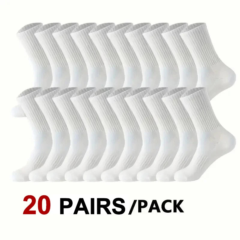 5/10/20 Pairs Neutral Solid Color Round Neck Socks Spring Summer Sweat Absorbing Breathable Soft Comfortable Couple Sports Socks