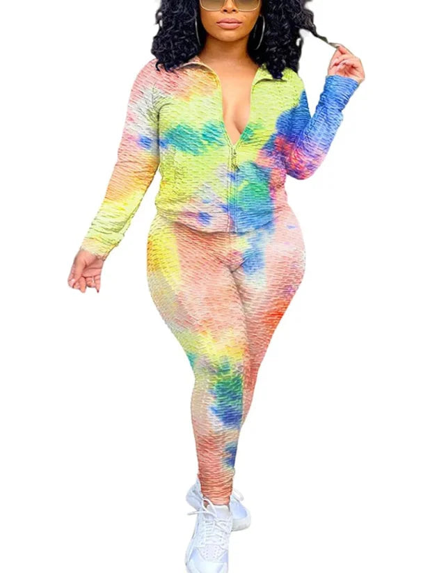 Women Two Piece Outfits  Long sleeve top Elastic waist bottom