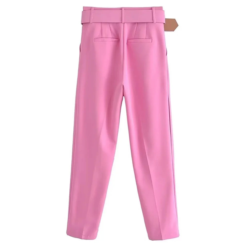 Casual Women's Wear Simple Fashion Solid Color Suit Top Straight Pants Set Two Piece Set Blazer Pants