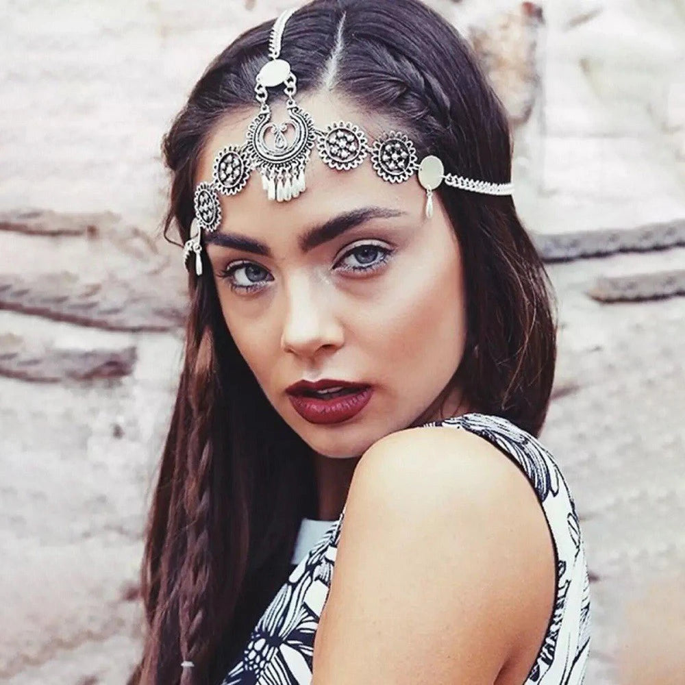 Fashion Bridal Wedding Hair Jewelry Accessories For Women Indian Boho Imitation Pearls Head Chain Head Piece Bijoux Femme