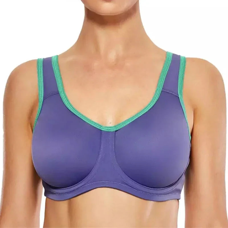 Double Layer Max Control High Impact Sports Bra Non Padded Underwire Active Bra