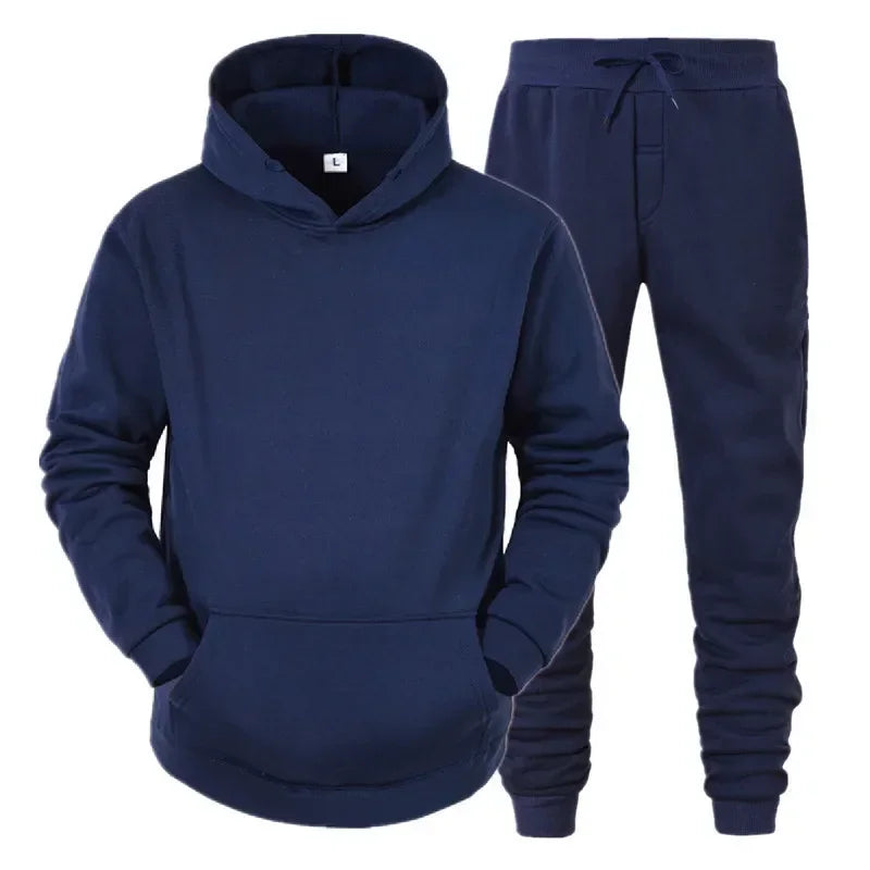 Basic Men/Women 2Pcs/Sets Sweatshirt Hoodies Pants Male Gyms Fitness Tops Joggers Sportswear Tracksuits