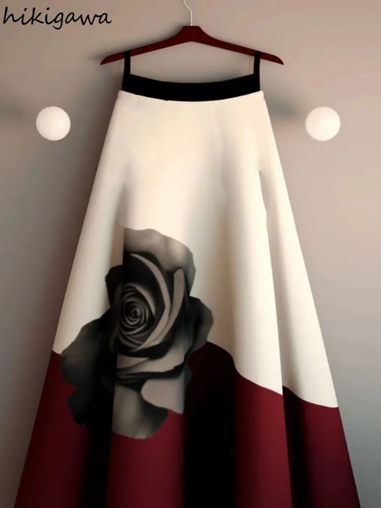 Vintage  Floral A-line Summer Skirt