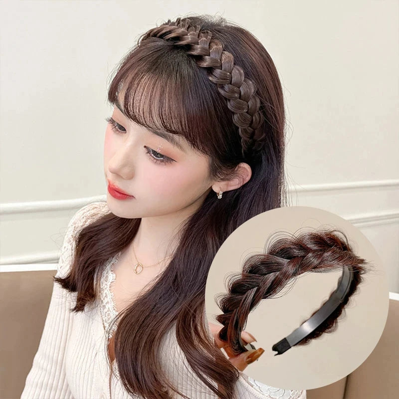 Wig Twist Headbands For Women Wide Fishbone Braids Hairbands Handmade Retro Head Hoop Hair Styling Headwear Accessories