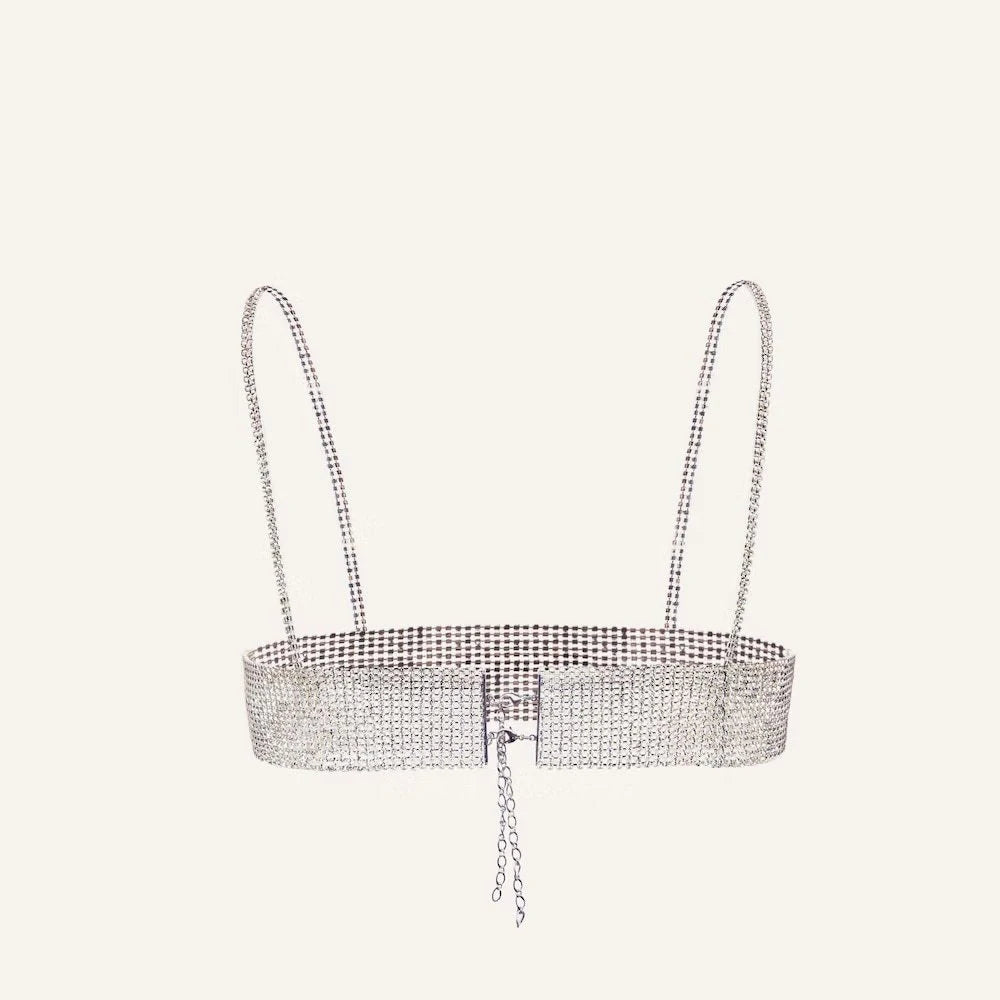 Crystal Flower Chest Top Bikini Body Accessories Rhinestone Bra Chain Lingerie Jewelry