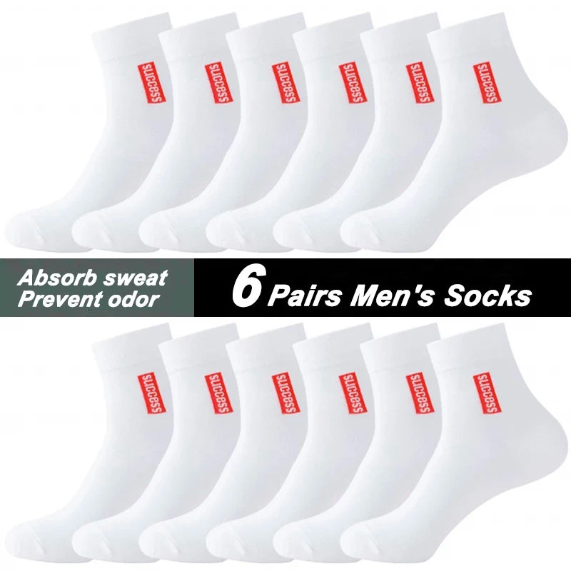 6 Pairs Bamboo Fiber Autumn Winter Men Socks Breathable Cotton Sports Sock Breathable Deodorant Business Socks