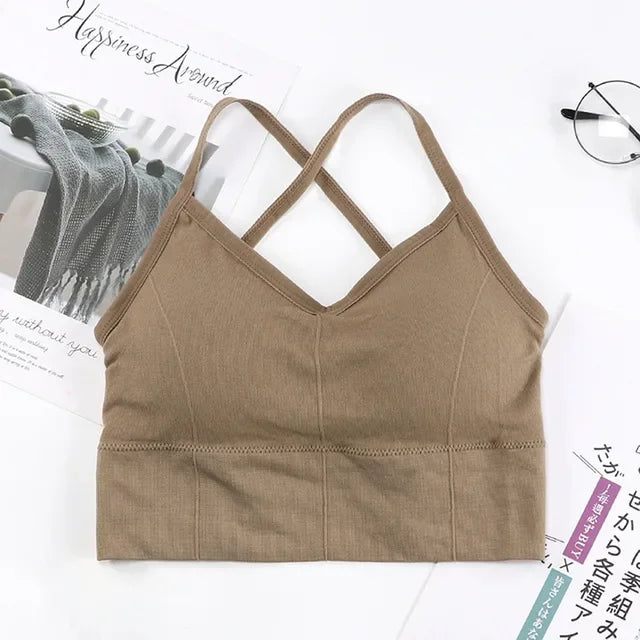 Cross Strap Sports bra High Impact For Gym Fitness  Sportswear Tank Top Yoga Push Up Crop Top