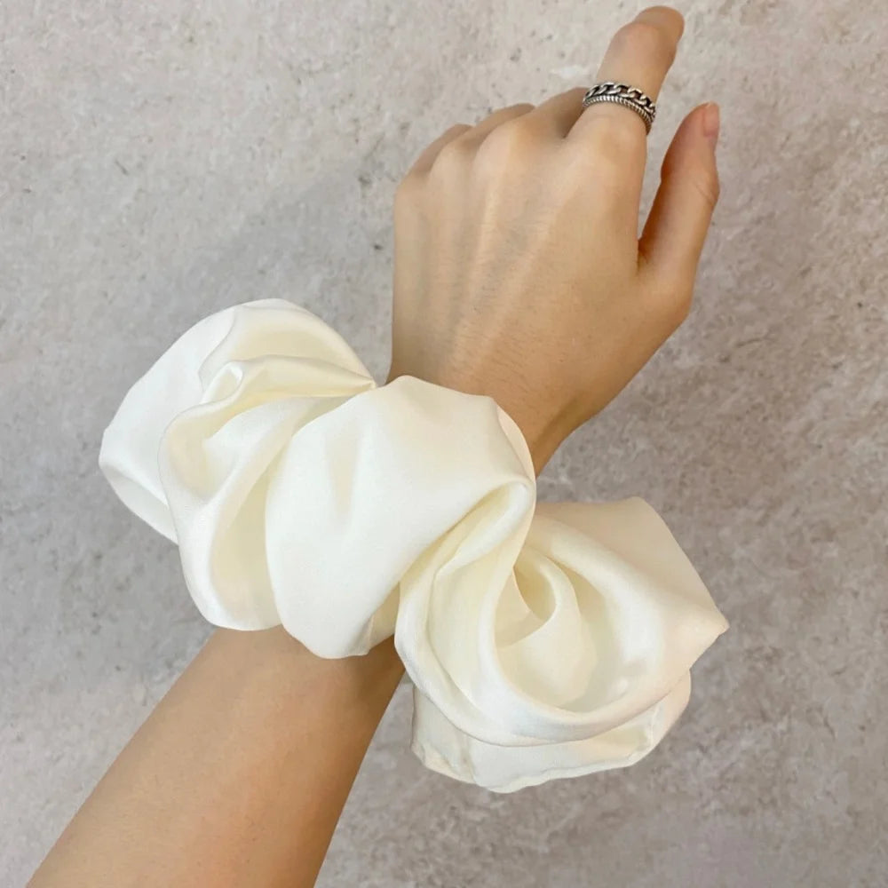 Fashion Oversized Silk Scrunchies for Women Chiffon Elastic Hair Ties Ponytail Holder Headwear