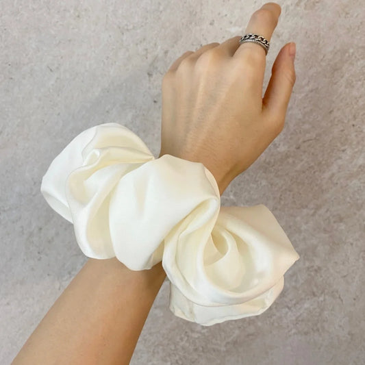 Fashion Oversized Silk Scrunchies for Women Chiffon Elastic Hair Ties Ponytail Holder Headwear