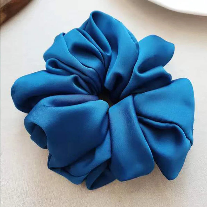 Fashion Oversized Silk Scrunchies for Women Chiffon Elastic Hair Ties Ponytail Holder Headwear