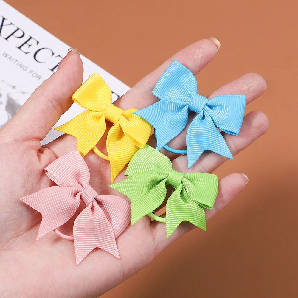 5/10/20Pcs Mini Solid Bows Elastic Hair Bands Small Rubber Band Hair Rope Ponytail Holder Headwear Hair Accessories
