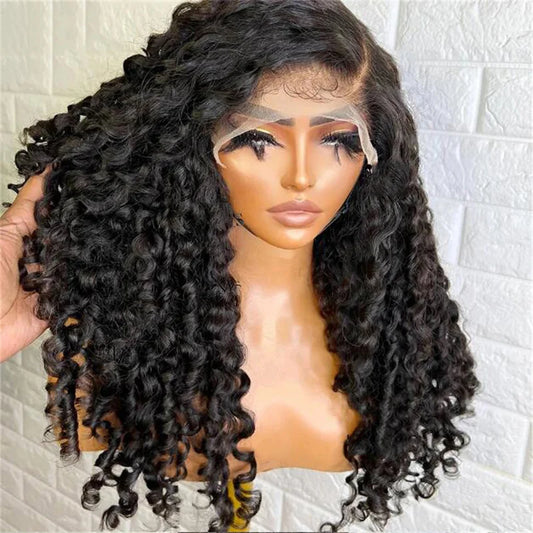 180 Density  Long 26 inch Soft Black Curly Hair Wig