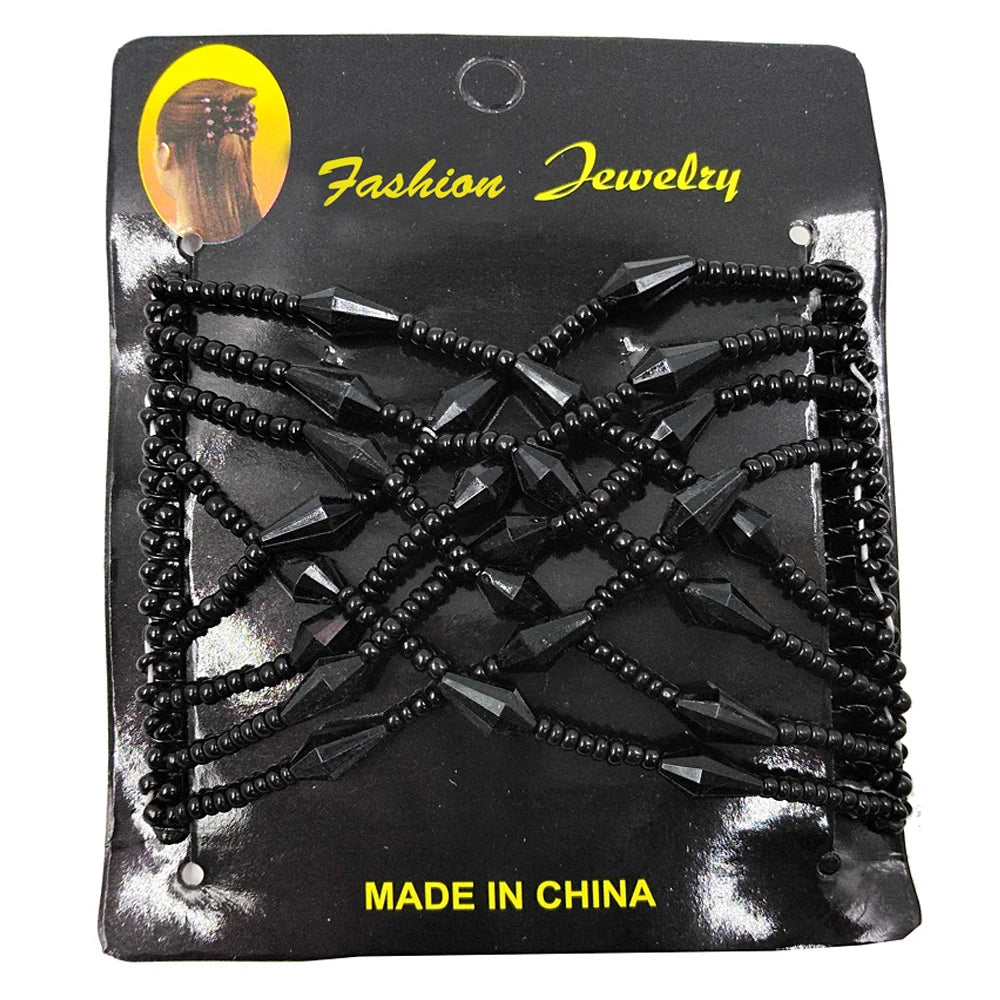 Beads Hair Combs Shiny Rhinestone Beaded Hair Claws Magic Tuck Comb Updo Accessories Elastic Headwear Bun Ponytail Holder