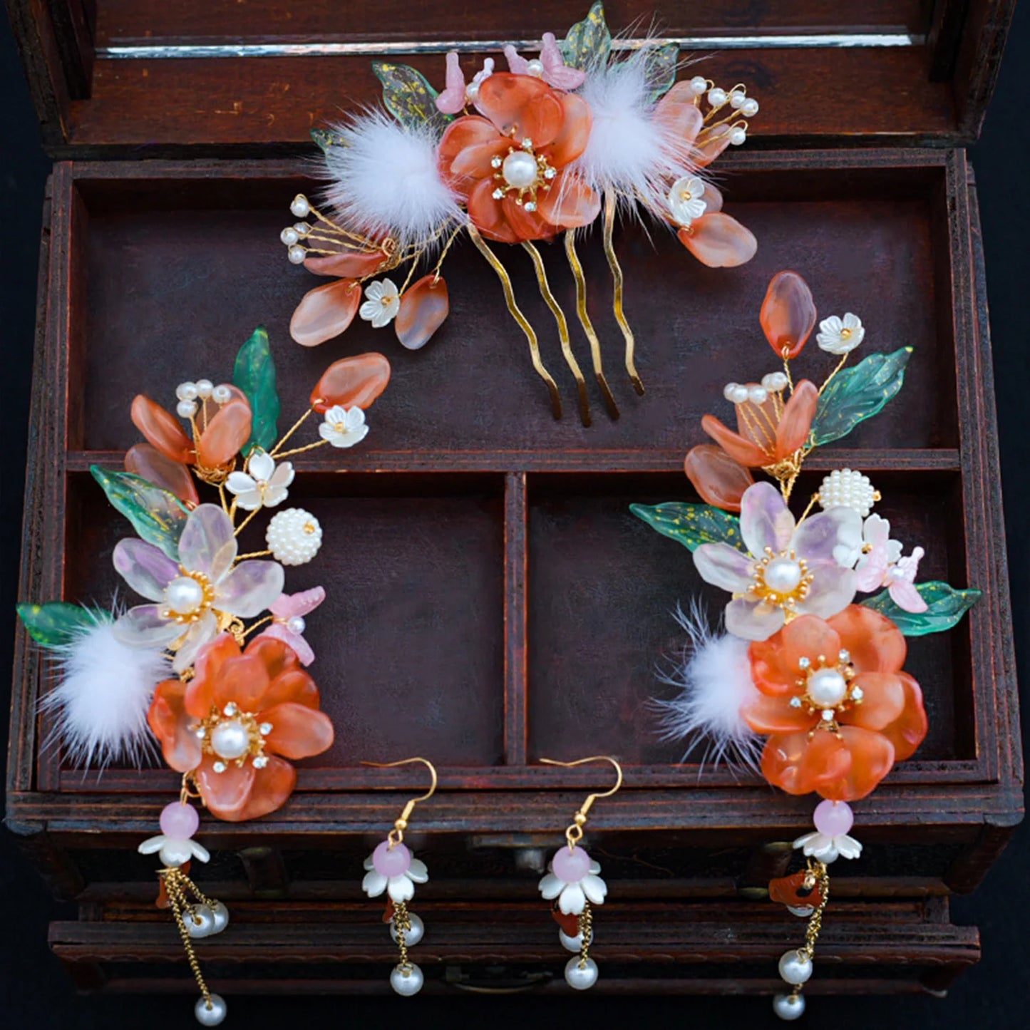 Hair Accessories & Earrings Set Hair Clip Hairpins Hair comb Bridal Headdress Retro Hair Accessories Headwear Gift Earrings