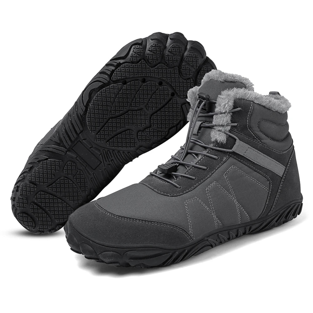 Winter Snow Boots Barefoot Hiking Shoes Waterproof High-Top Booties Anti Slip Minimalist Five Finger Boots for Hiking Climbing