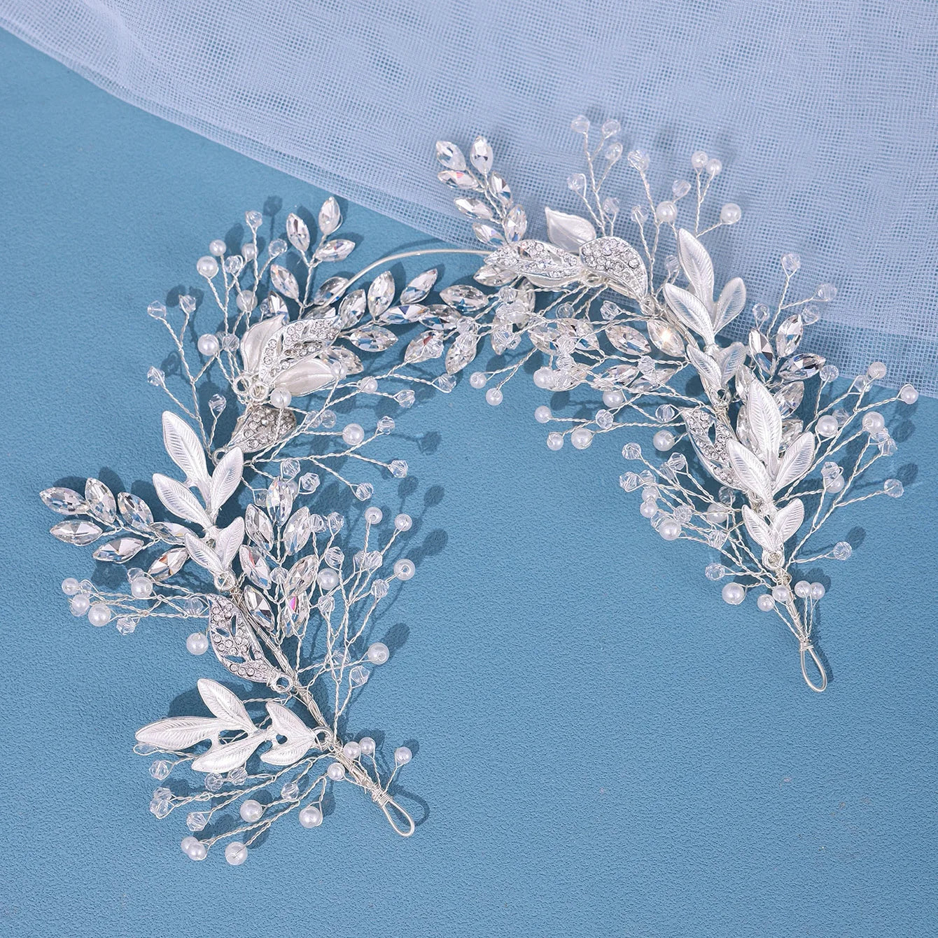 Hair Accessories Crystal Pearl Headband  Rhinestone Leaf Headband Hairband For Women Elegant Princess Headwear